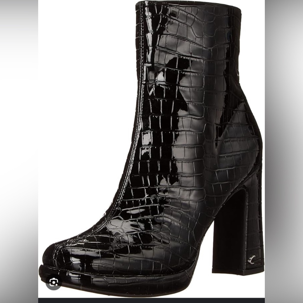 Circus by Sam Edelman Black Croc-Embossed Ankle Boots